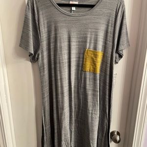 New Lularoe Carly heather grey with yellow pocket